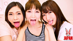 POV:  Tongue-kissing ~ Three sisters : A triple virtual lesbian tongue kiss covered in the saliva of three sisters Koharu, Nanoka YUHO, Misaki YUMENO